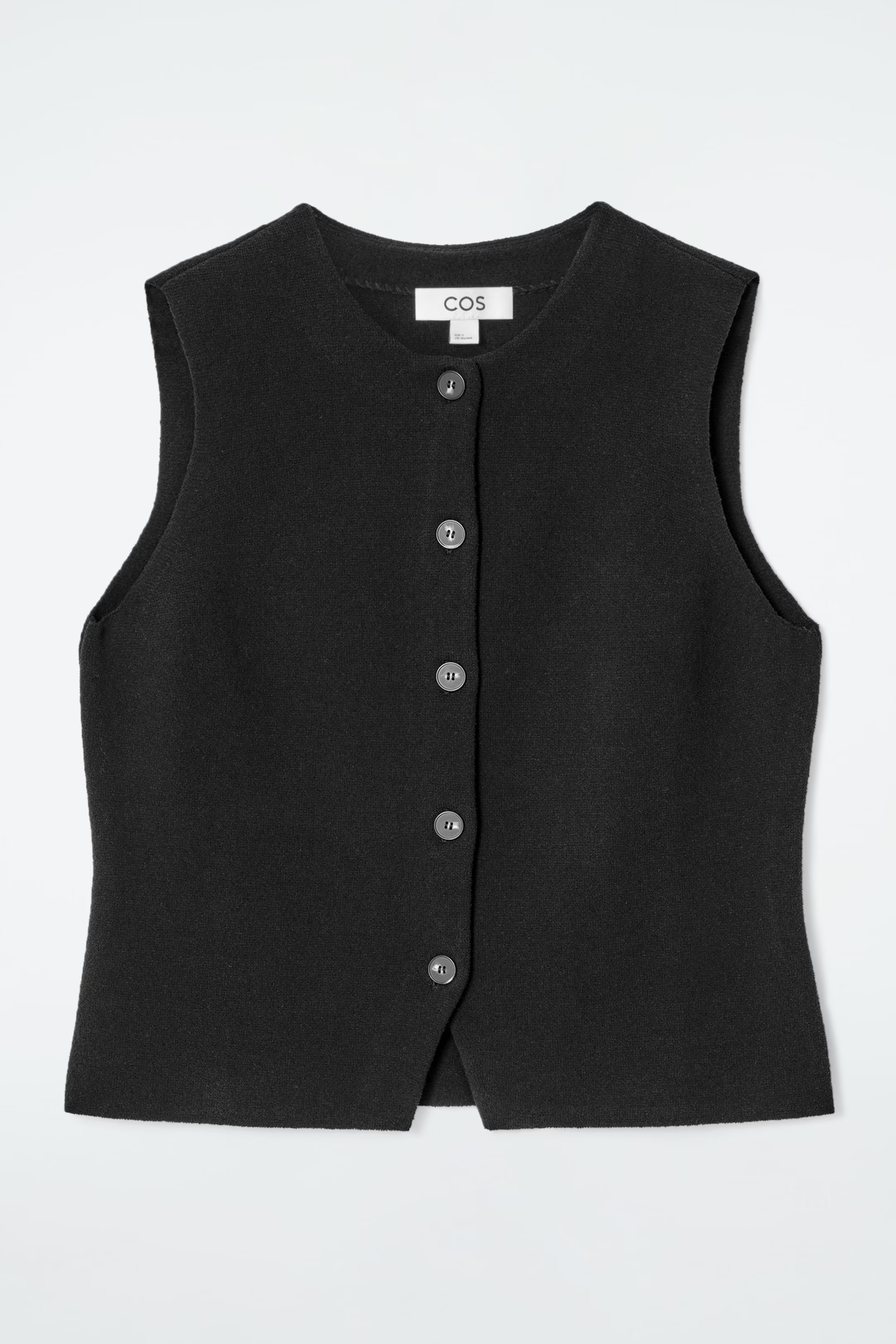 KNITTED COTTON WAISTCOAT - BLACK | COS UK