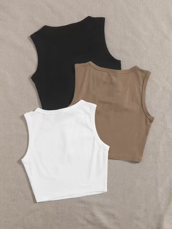 SHEIN EZwear 3 PCS Round Neck Tank Top | SHEIN