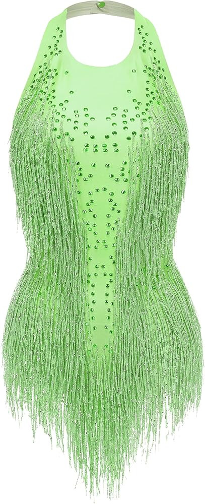 Rhinestones Fringe Skirt Bodysuit Women's Birthday Party Evening Costume Nightclub Dance Wear New... | Amazon (US)