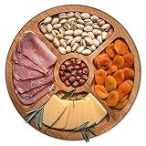 Round Wooden Plate Sectional Board, Handmade Serving Platter, Fall Charcuterie Board, Wooden Cheese  | Amazon (US)