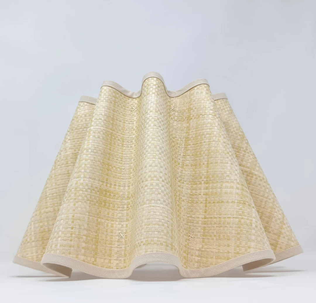 RAFFIA LAMPSHADE - smooth raffia - WAVY - natural - flat bottom - lamp or pendant light | Etsy (US)
