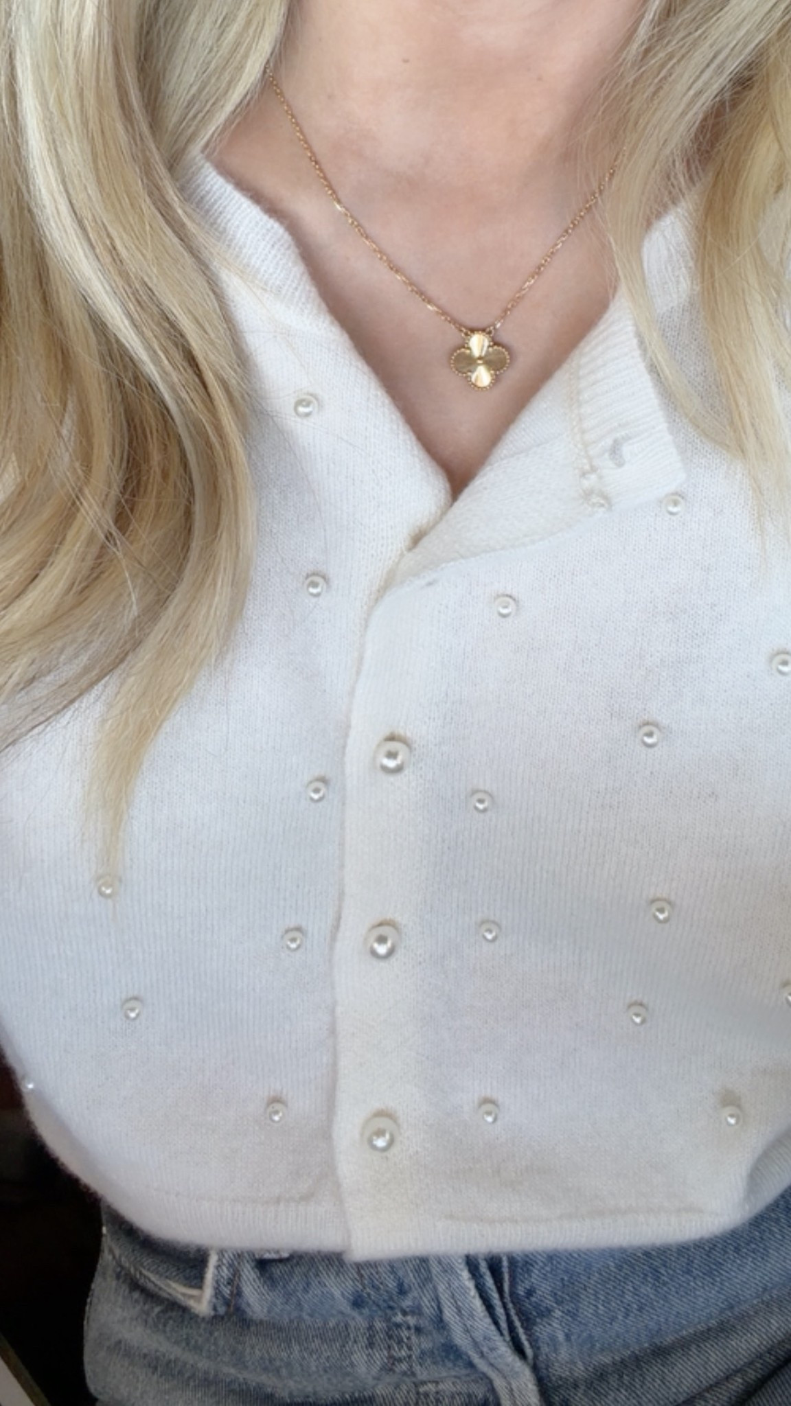 Cute winter sweater with Pearl details from reformation 

#LTKootd #LTKSeasonal