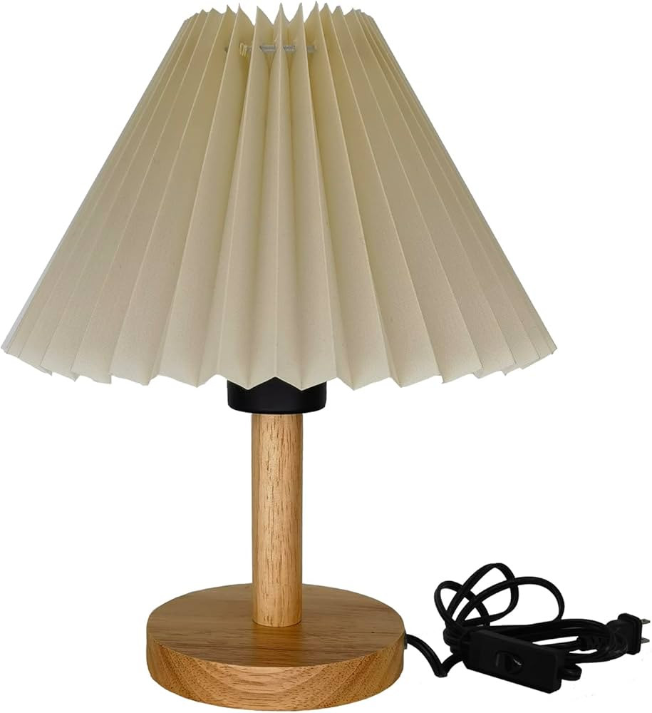 VIZTY Small Desk Lamp, Wooden Table Lamps with Umbrella Lampshade,Classical Beside Lamp for Livin... | Amazon (US)