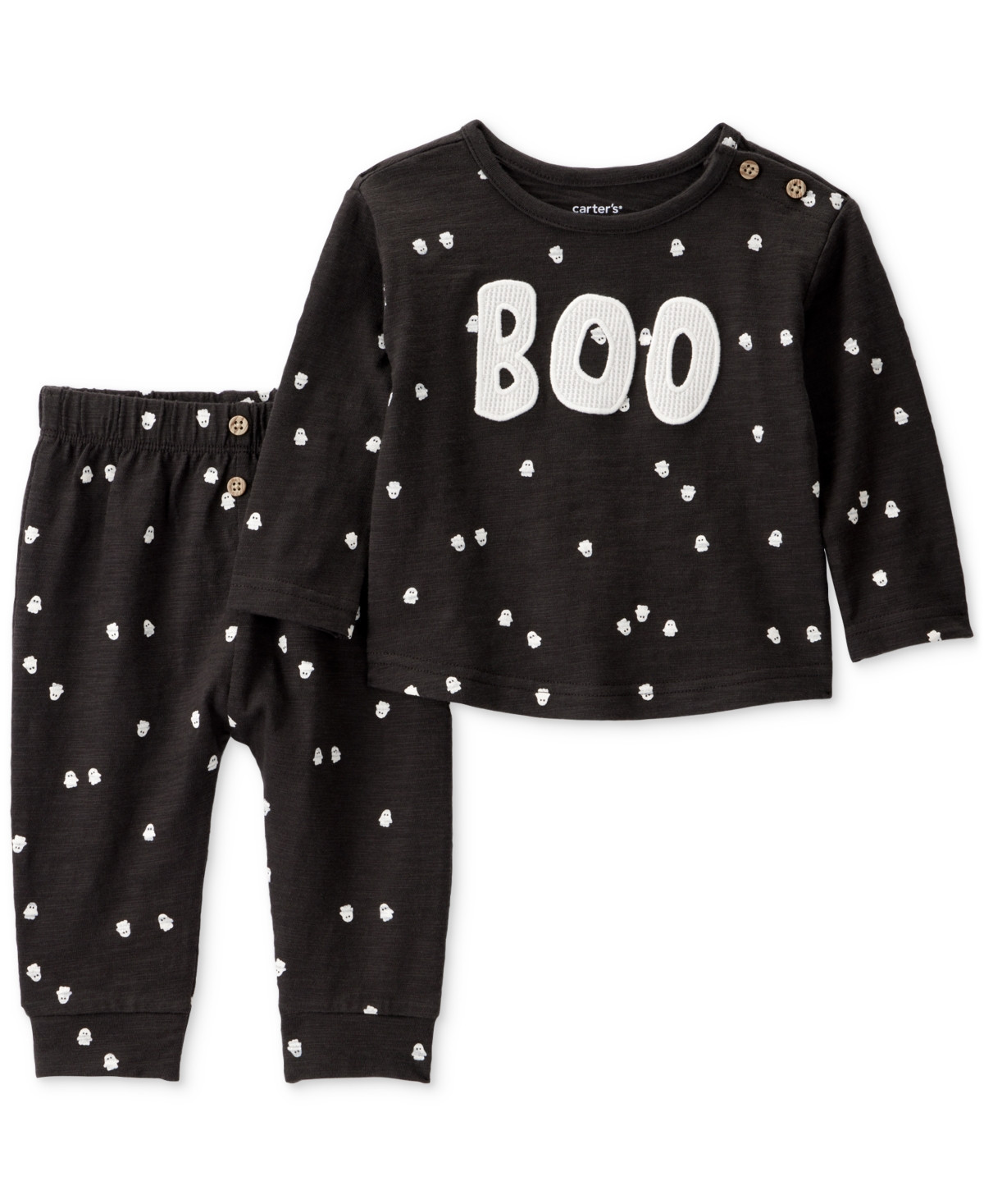 Carter's Baby 2-Pc. Ghost Print Halloween Top & Pants Set - Black | Macy's