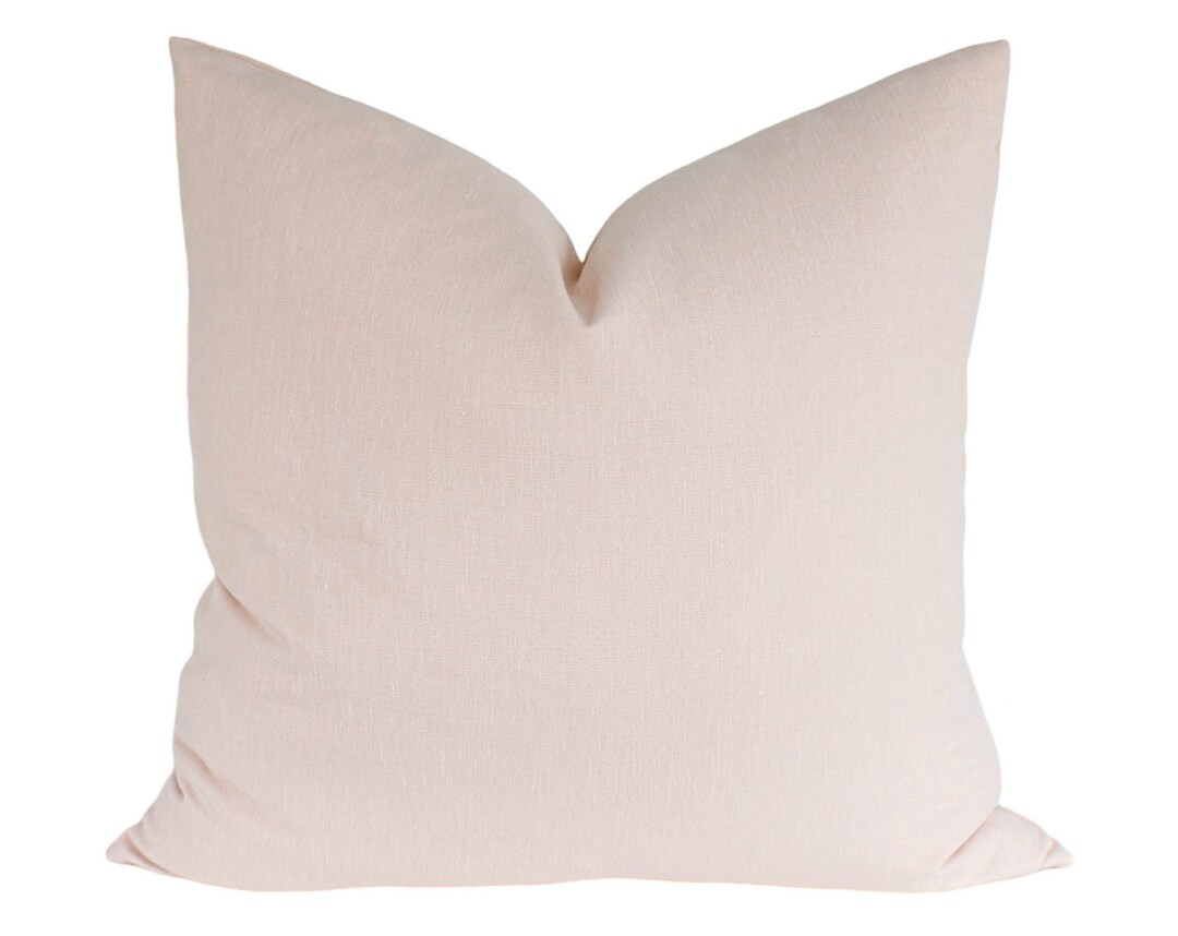 Pink Linen Throw Pillow, Light Pink Throw Pillow for Sofa, 20x20 Pillow Cover, Blush Throw Pillow... | Etsy (US)