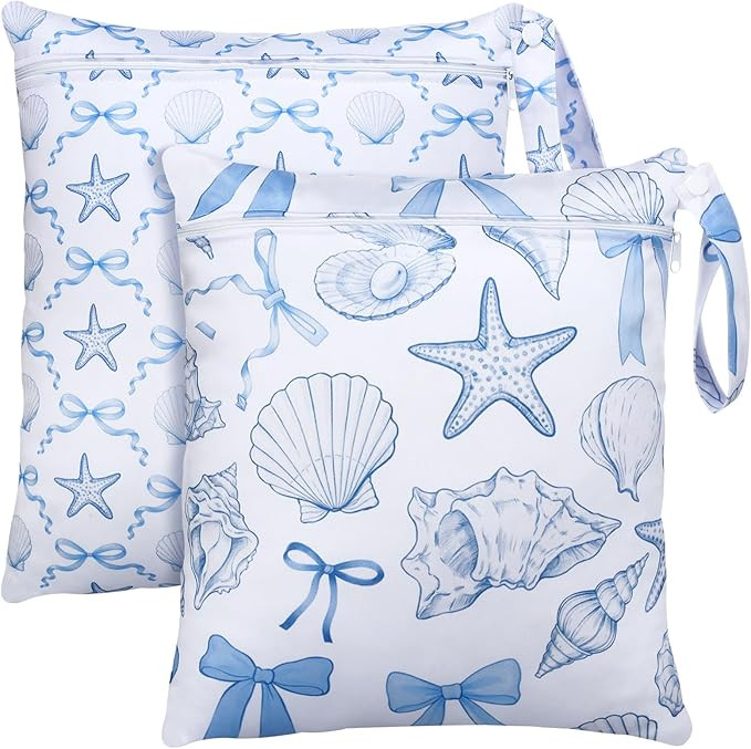 2 Pack Wet Bags Resuable Waterproof Wet Dry Bag for Swimsuit Travel Beach Pool Bathing Diapers Di... | Amazon (US)