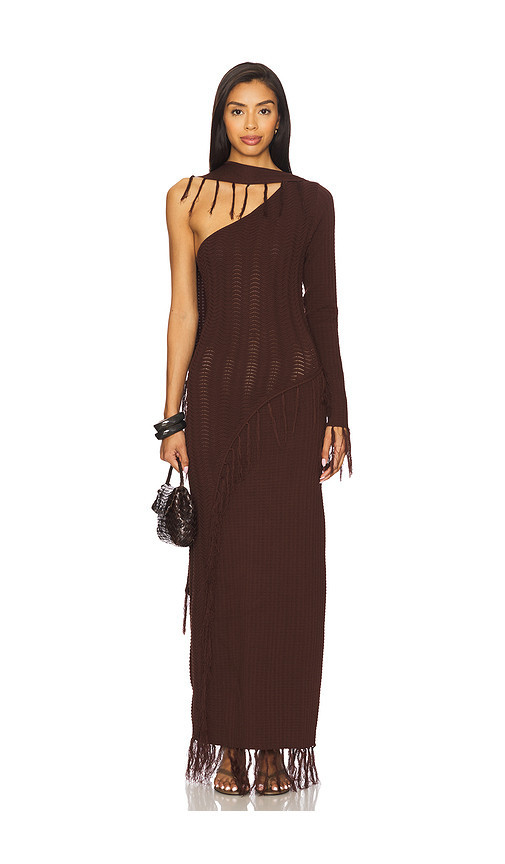 YLLW THE LABEL Elise Fringe Dress in Brown. Size M. Also in L, S. | Revolve Clothing (Global)