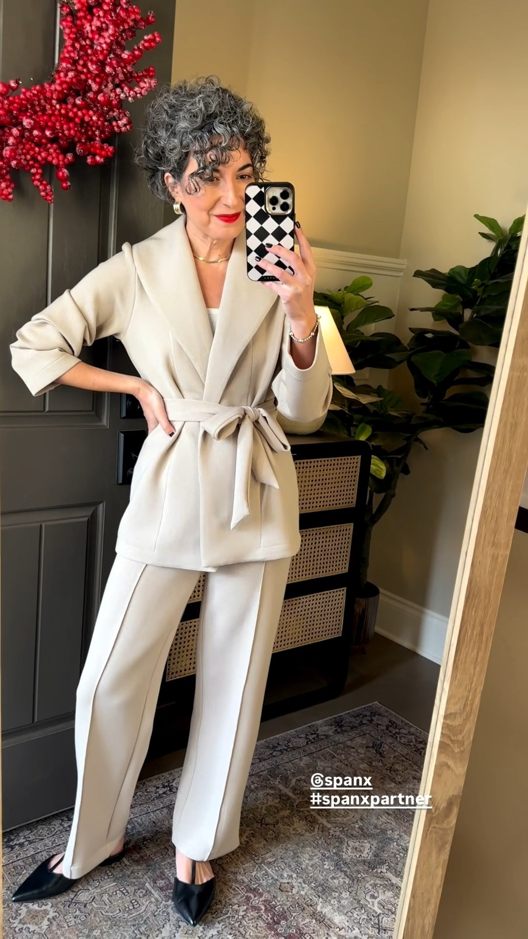 AirEssentials Luxe Wrap Jacket and Straight Pants in Bone Silver - wearing a small in both pieces! 
.
Use my code GRAZIAXSPANX for 15% off your first purchase & free shipping (sales excluded)
.
.
@spanx #spanxpartner #liketkit @shopltk

#LTKSeasonal #LTKStyleTip #LTKHoliday