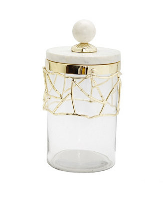 Glass Canister Mesh Design Set, Marble Lid Set, 2 Piece | Macy's