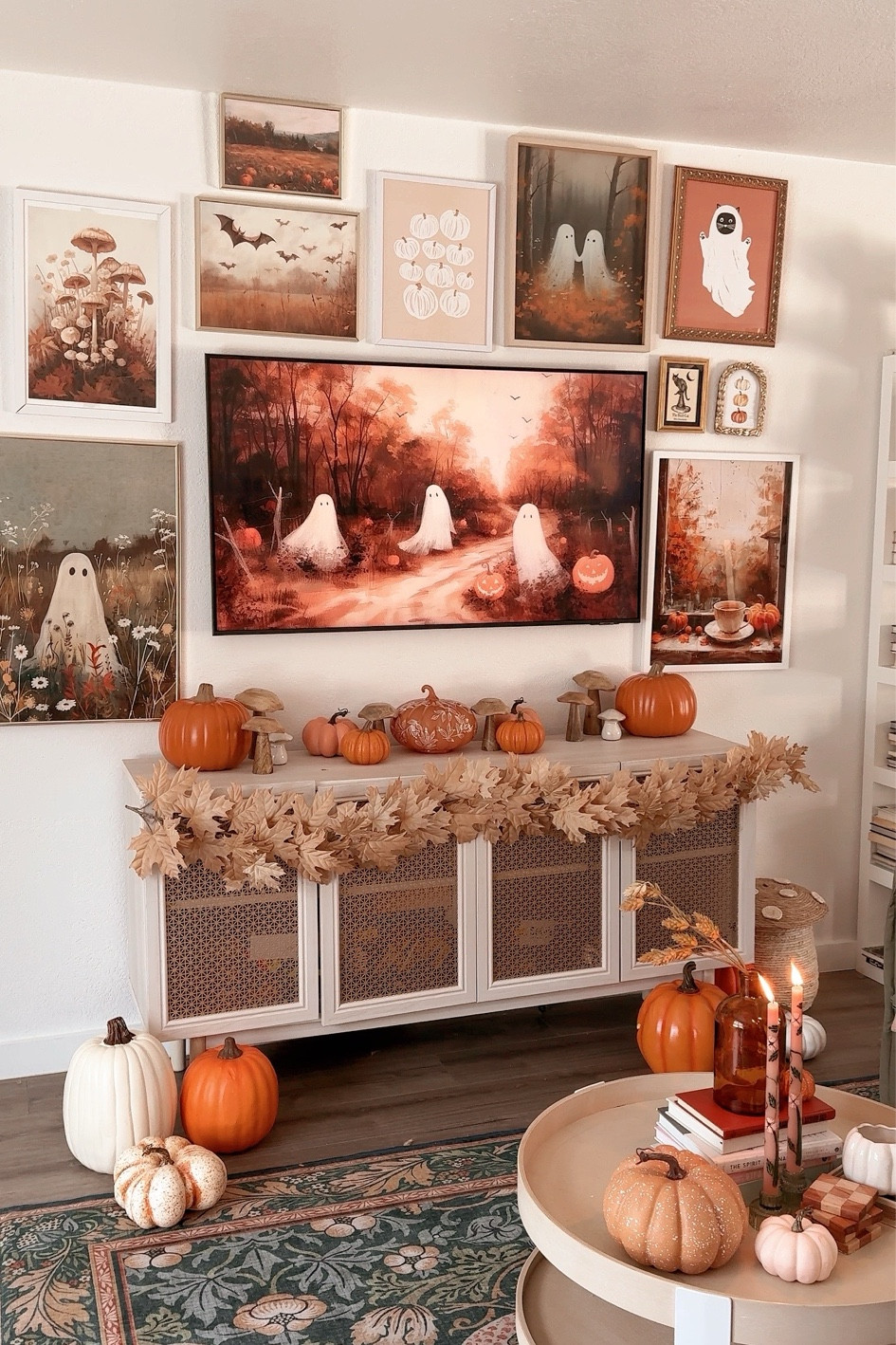 Halloween gallery wall! I downloaded the prints I wanted and then printed them out at Fedex. Super easy and was less than $150 for all of these!