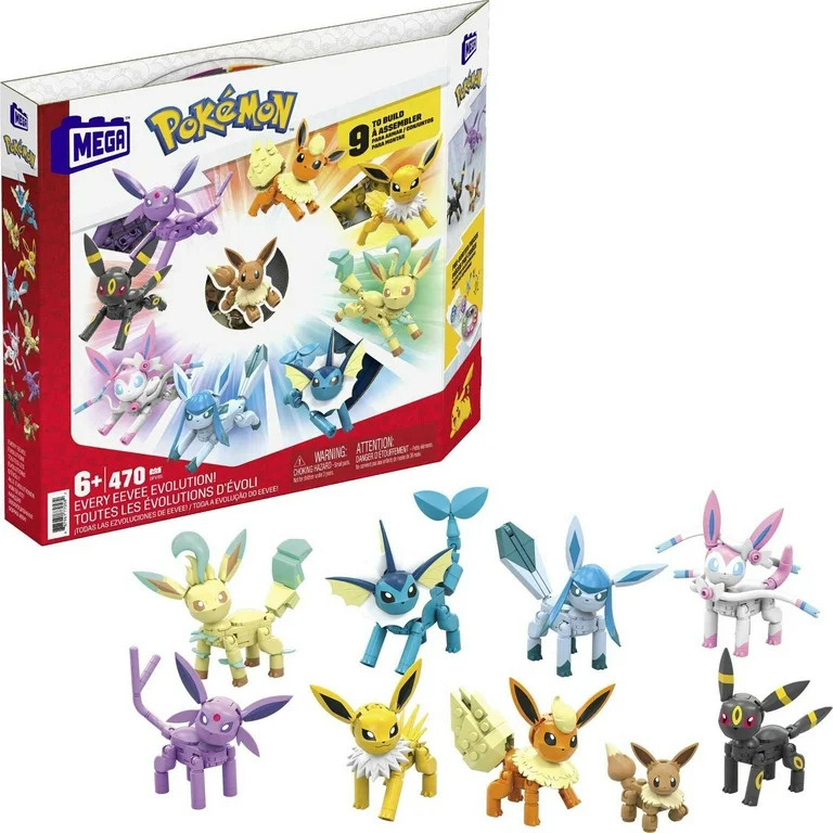 MEGA Pokemon Building Toy Kit Eevee Evolution Set (470 Pieces) with 9 Figures for Kids - Walmart.... | Walmart (US)