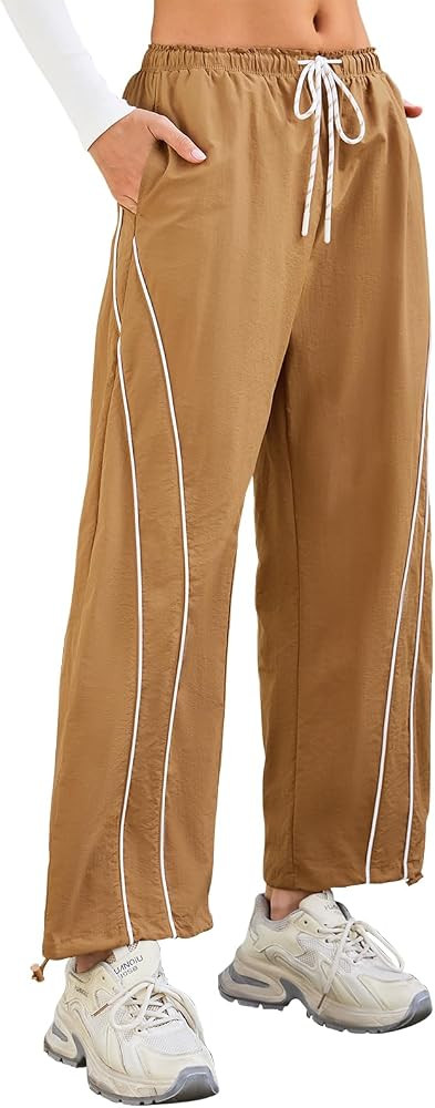 Women's Baggy Wide Leg Track Pants Drawstring Striped Workout Pants | Amazon (US)