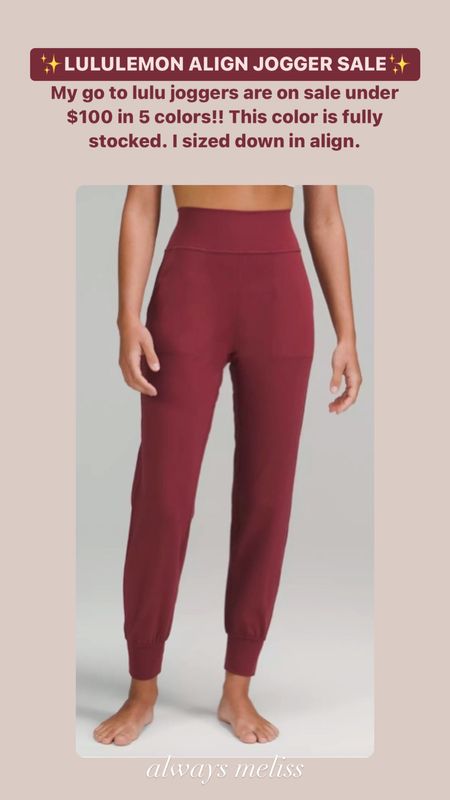 Lululemon align joggers are on sale!! I sized down one size in these casual pants 

#LTKfit #LTKsalealert #LTKunder100