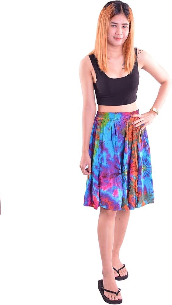 Orient Trail Women's Bohemian Hippie Tie Dye Knee Length Skirt | Amazon (US)