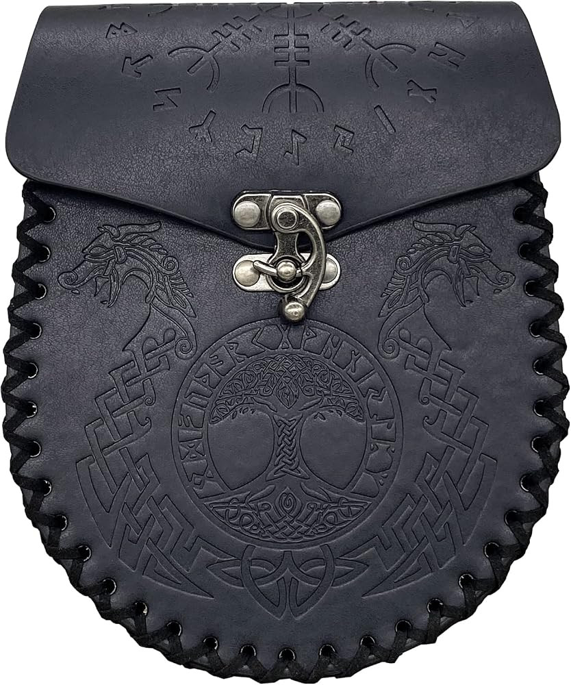 HiiFeuer Nordic Embossed Belt Bag, Retro Medieval Faux Leather Side Pocket, Portable Vintage Wais... | Amazon (US)