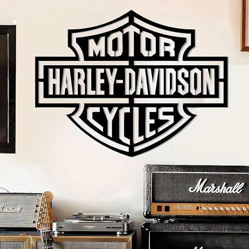 PLTZCRAFT Harley Logo Metal Wall Art, Motorcycle Garage Decor for Men, Garage Sign for Husband, B... | Amazon (US)