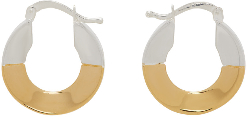 Bottega Veneta Gold & Silver Hoop Earrings | SSENSE