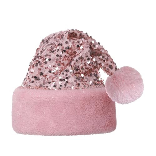 Slsxip Pink Christmas Hat,Personalized Sequin Santa Hat,Xmas Holiday Hat for Adults Unisex,Christmas&Halloween New Year Festive Holiday Party Christmas Supplies headwear | Amazon (US)