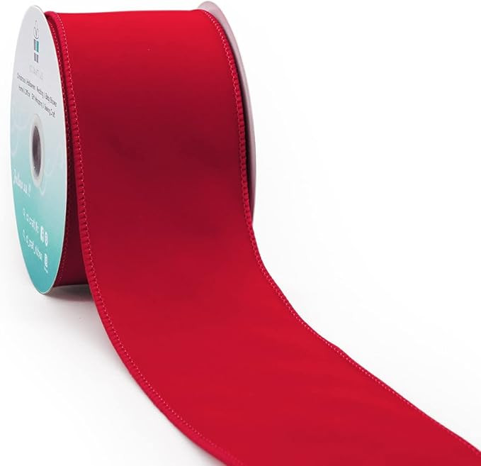 CT CRAFT LLC Plain Velvet Wired Ribbon for Home Decor, Gift Wrapping, DIY Crafts, 2.5” x 10 Yar... | Amazon (US)