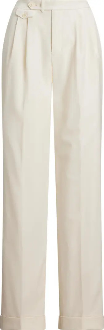 Pleated Wool Twill Straight Leg Pants | Nordstrom