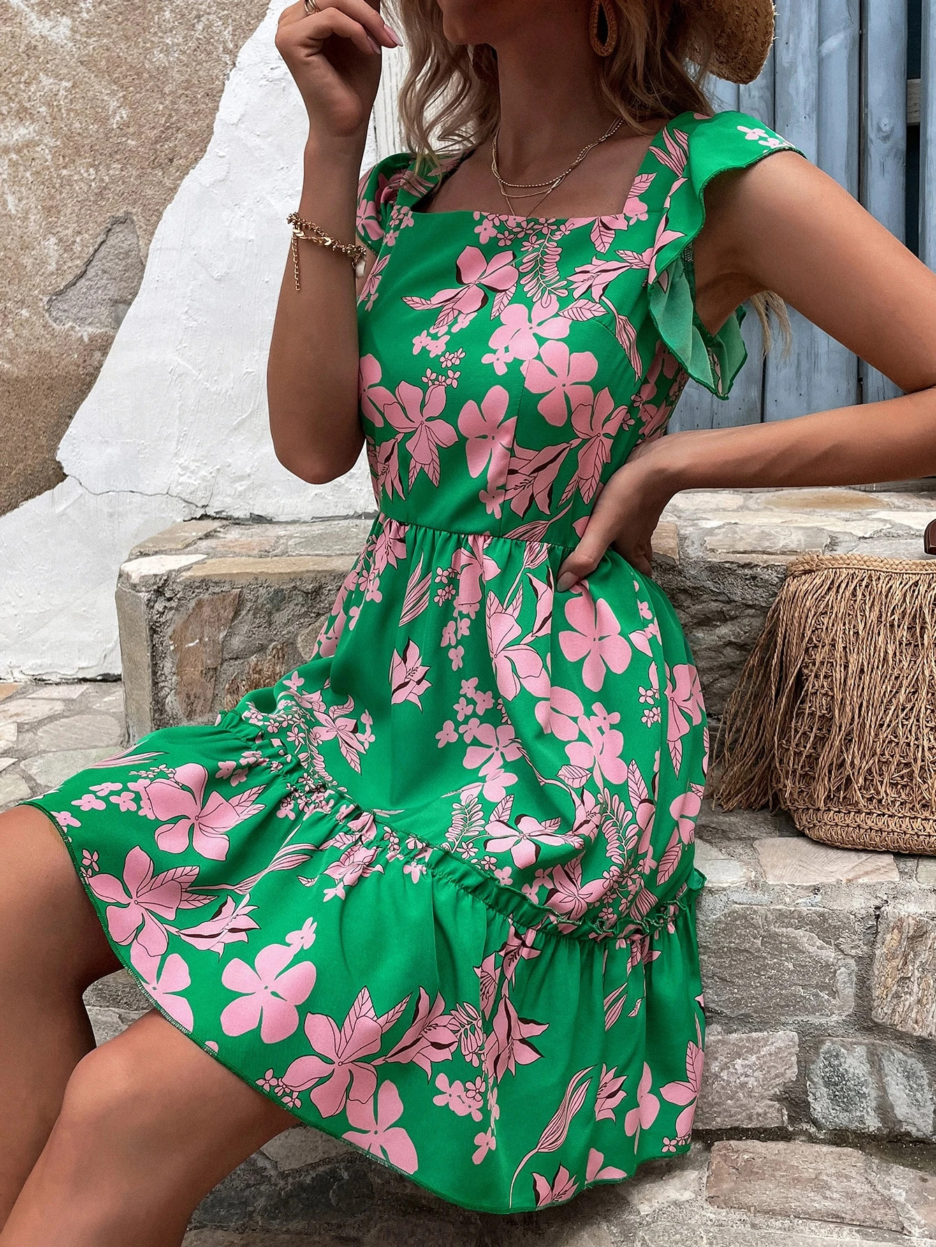 Floral Print Ruffle Hem Dress | SHEIN