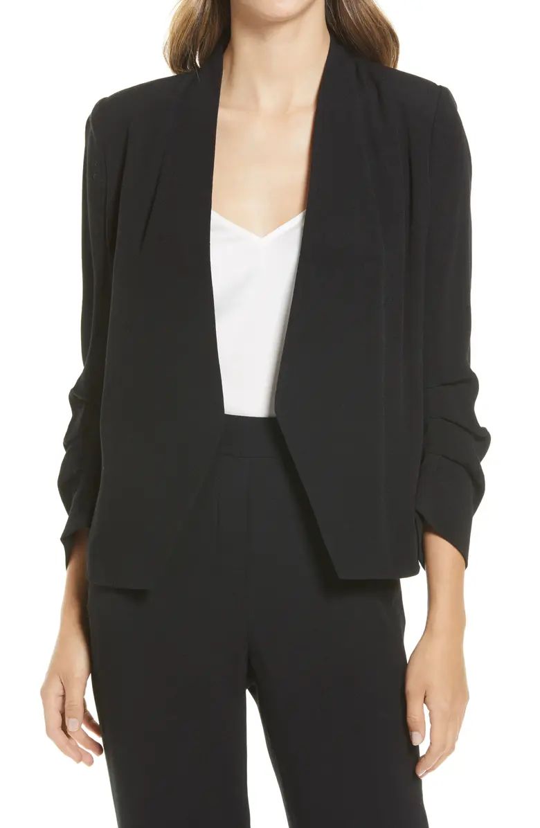 Open Ruched Sleeve Crepe Blazer | Nordstrom