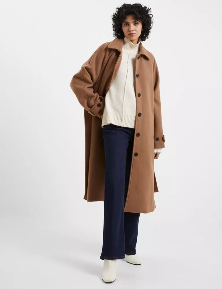 Belted Collared Longline Coat with Wool | Marks & Spencer (UK)