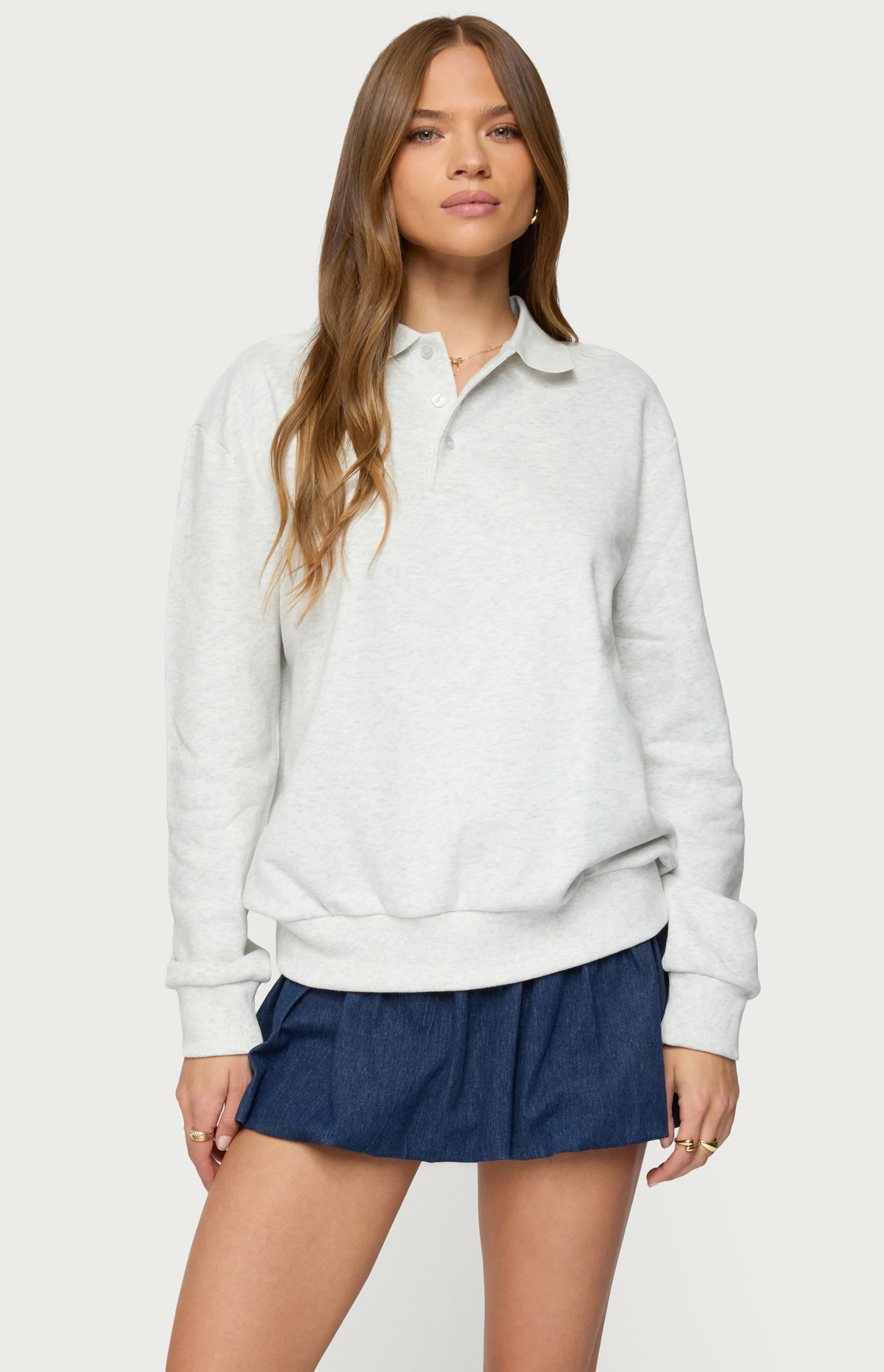 Edikted Scholar Oversized Polo Sweatshirt | PacSun