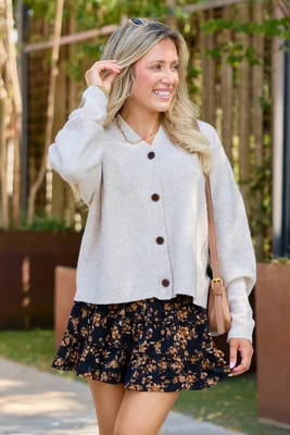 Nothing But Comfort Oatmeal Oversized Cardigan | Pink Lily