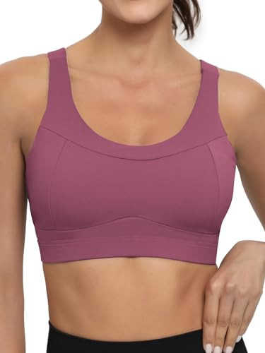 RUNNING GIRL High Impact Sports Bras for Women,Racerback Red Bra Workout Crop Tank Tops Longline Sports Bra Push up(WX2667 Pink,L) | Amazon (US)
