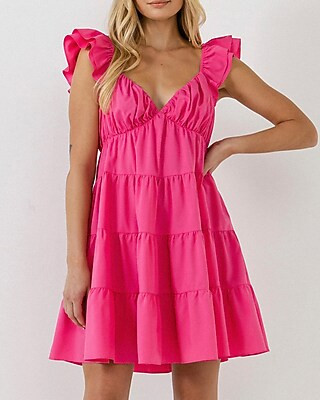 Endless Rose Ruffled Sweetheart Flounced Mini Dress | Express