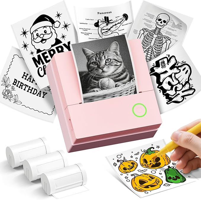 Sticker Printer, PM290C Portable Mini Printer, Inkless Bluetooth Sticker Maker with 3 Rolls Paper... | Amazon (US)