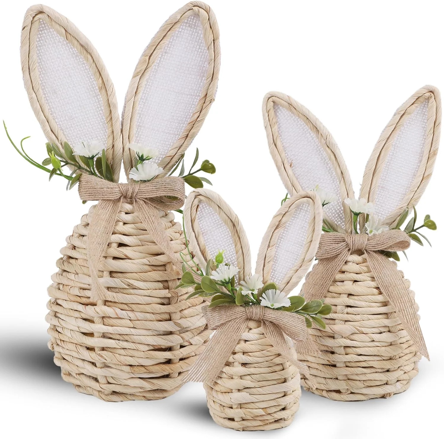 NANIL Set of 3 Easter Decorations for Home Table Centerpieces，Rattan Effect Resin Bunny Eggs Se... | Walmart (US)