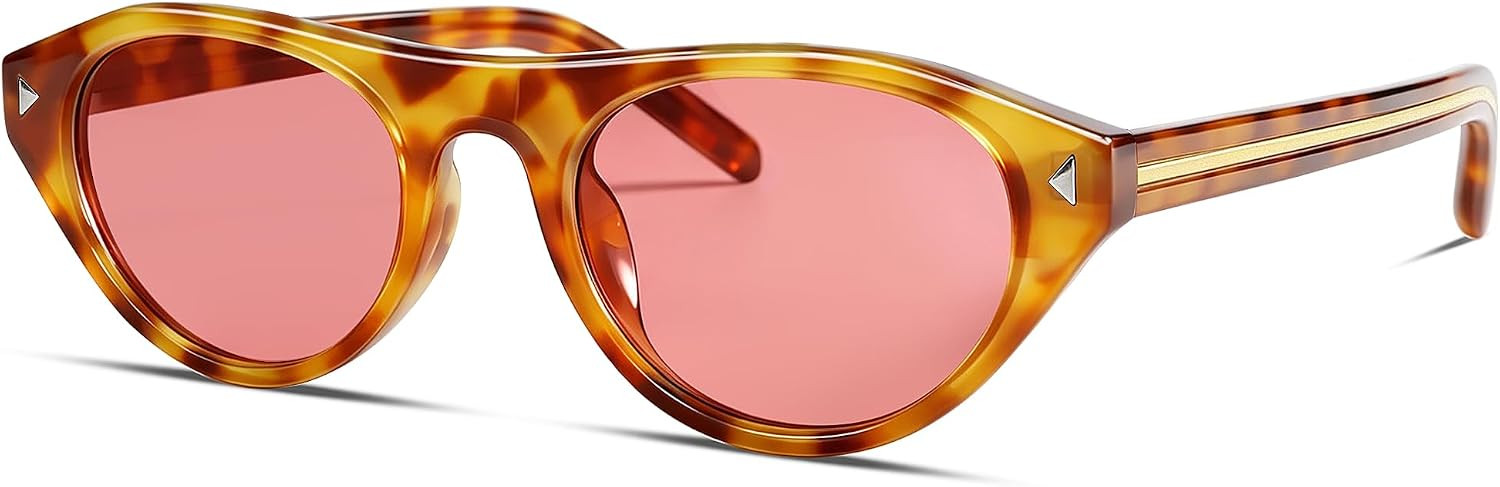Rmerom Retro Small Oval Sunglasses for Women 2026 Narrow Cat Eye Glasses | Amazon (US)