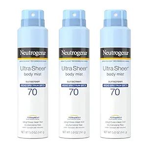 Neutrogena Ultra Sheer Body Mist SPF 70 Sunscreen Spray, Broad Spectrum UVA/UVB Protection, Light... | Amazon (US)