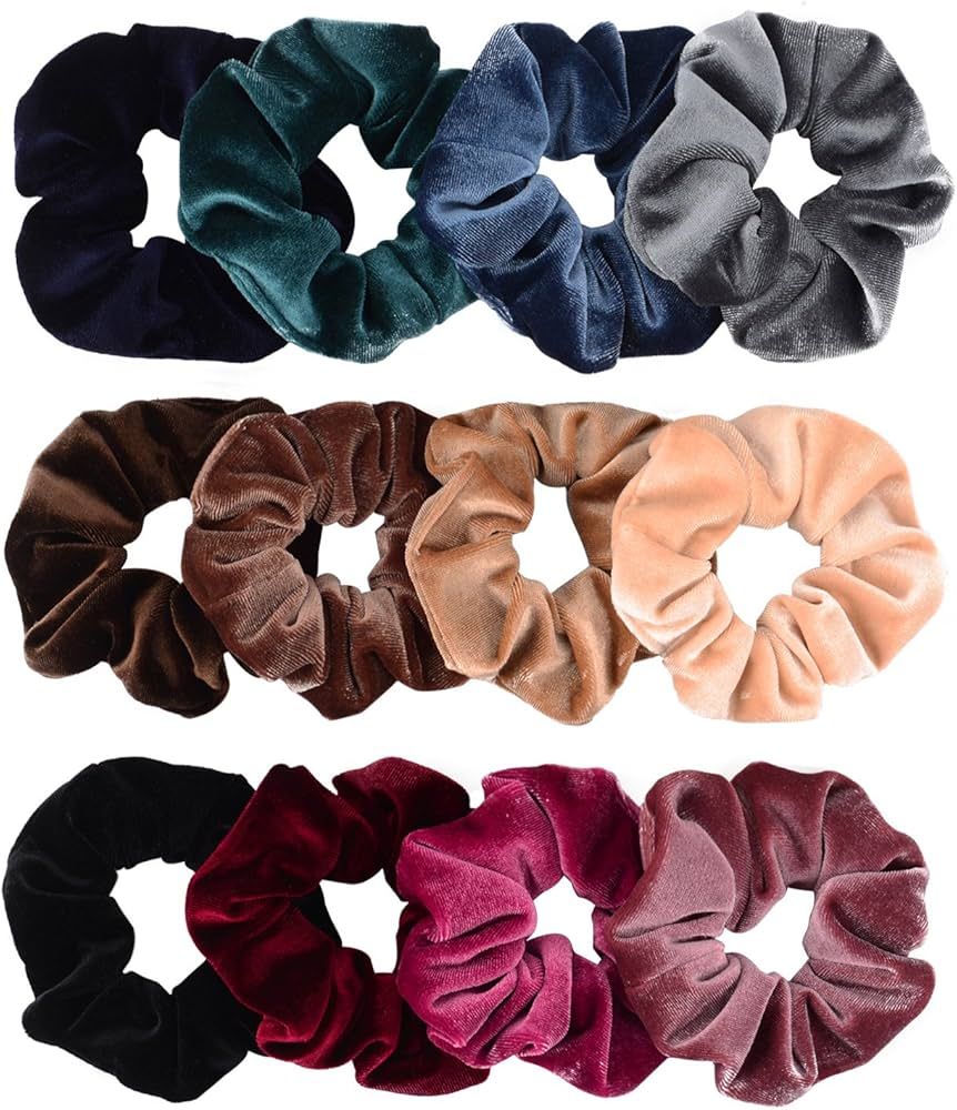 Whaline 12 Pack Hair Scrunchies Premium Velvet Scrunchy Elastic Hair Bands for Girls, Women Hair ... | Amazon (US)