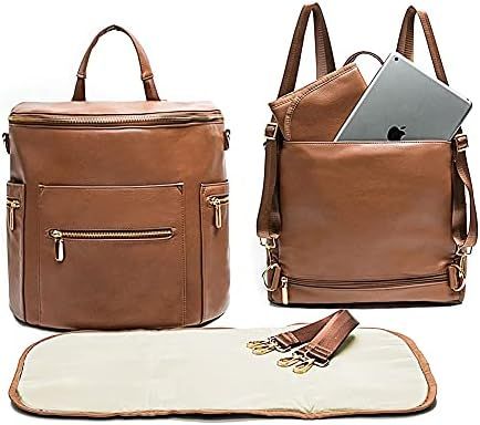Leather Diaper Bag Backpack by Miss Fong, Backpack Diaper Bag with Changing Pad,Diaper Bag Organizer | Amazon (US)