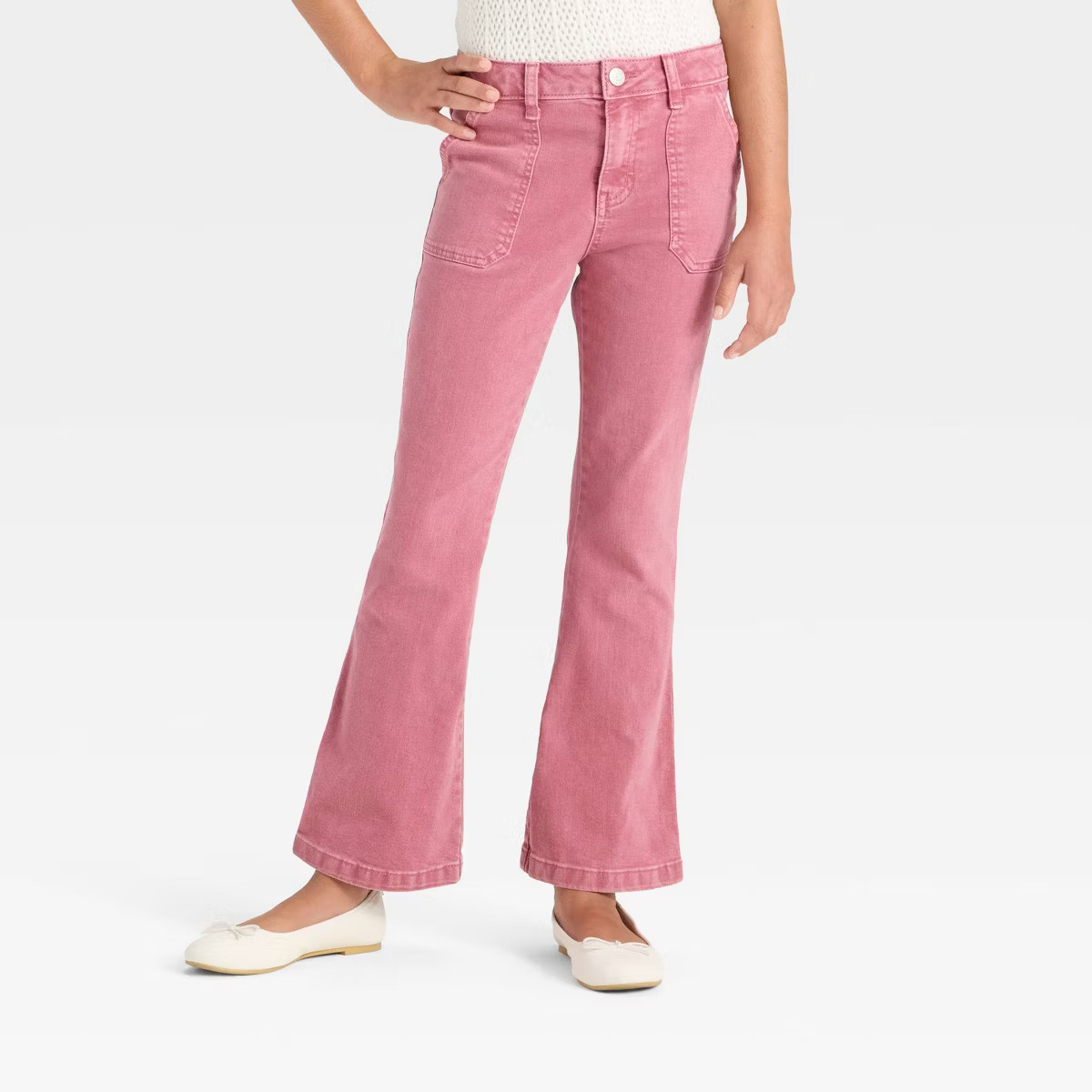 Girls' Flare Jeans - Cat & Jack™ Pink 12 | Target