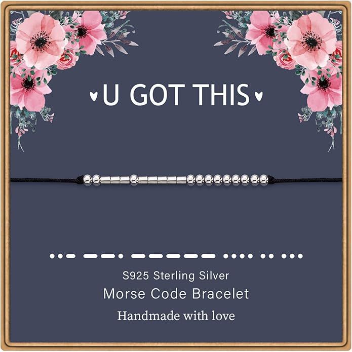 MONOZO Morse Code Bracelets for Women, S925 Sterling Silver Beads Morse Code Strand Bracelets Ins... | Amazon (US)