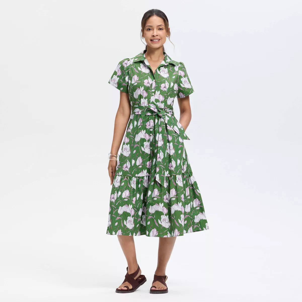 Women's Button-Down Short Sleeve Midi A-Line Dress - Universal Thread™ | Target