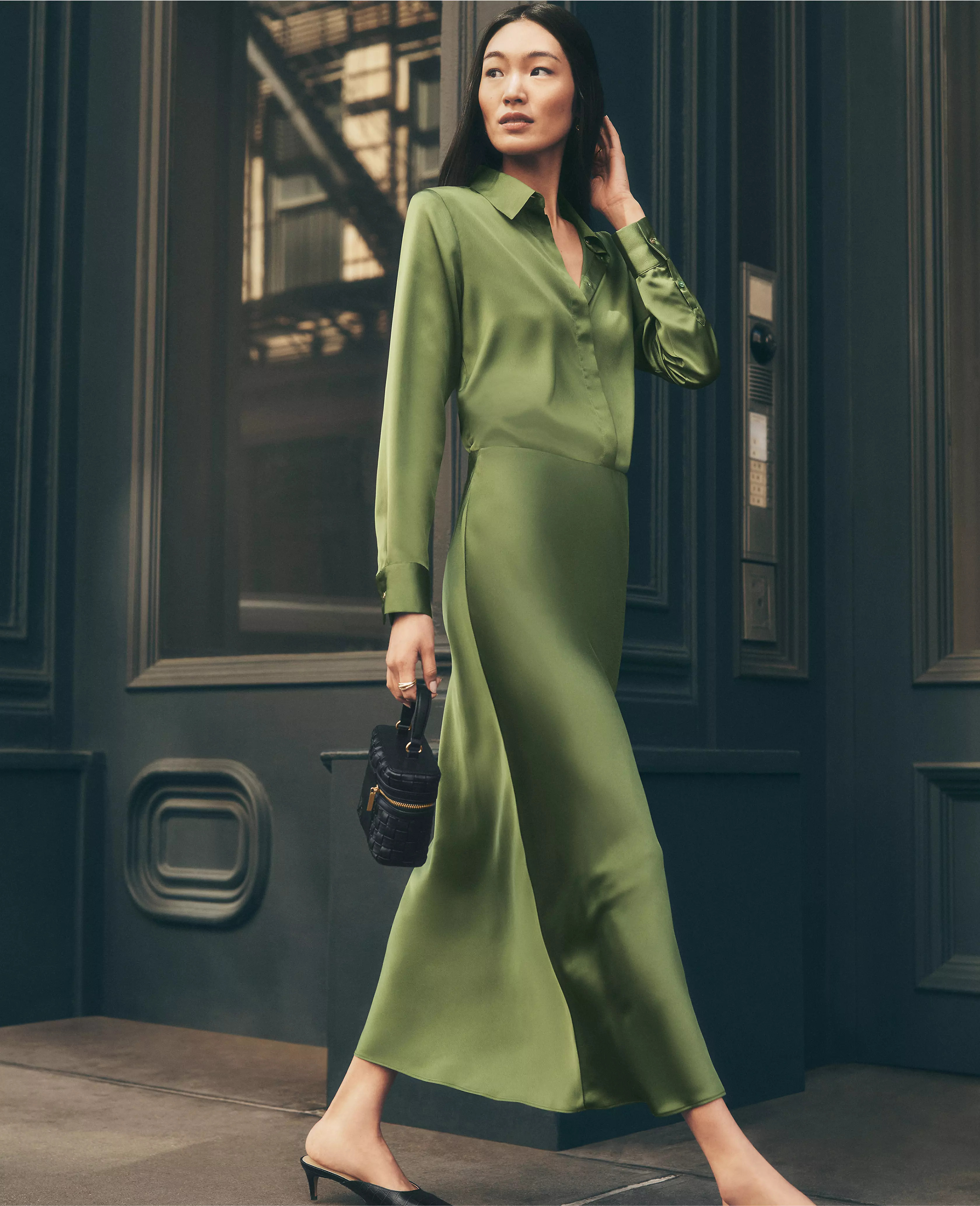 Satin Bias Midi Slip Skirt | Ann Taylor