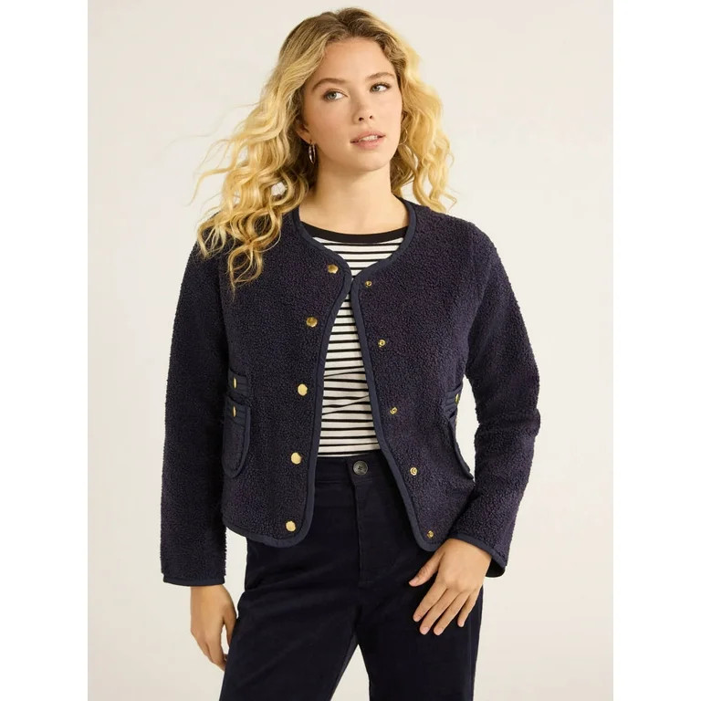 Free Assembly Women's Faux Shearling Jacket with Patch Pockets, Sizes XS-XXXL | Walmart (US)