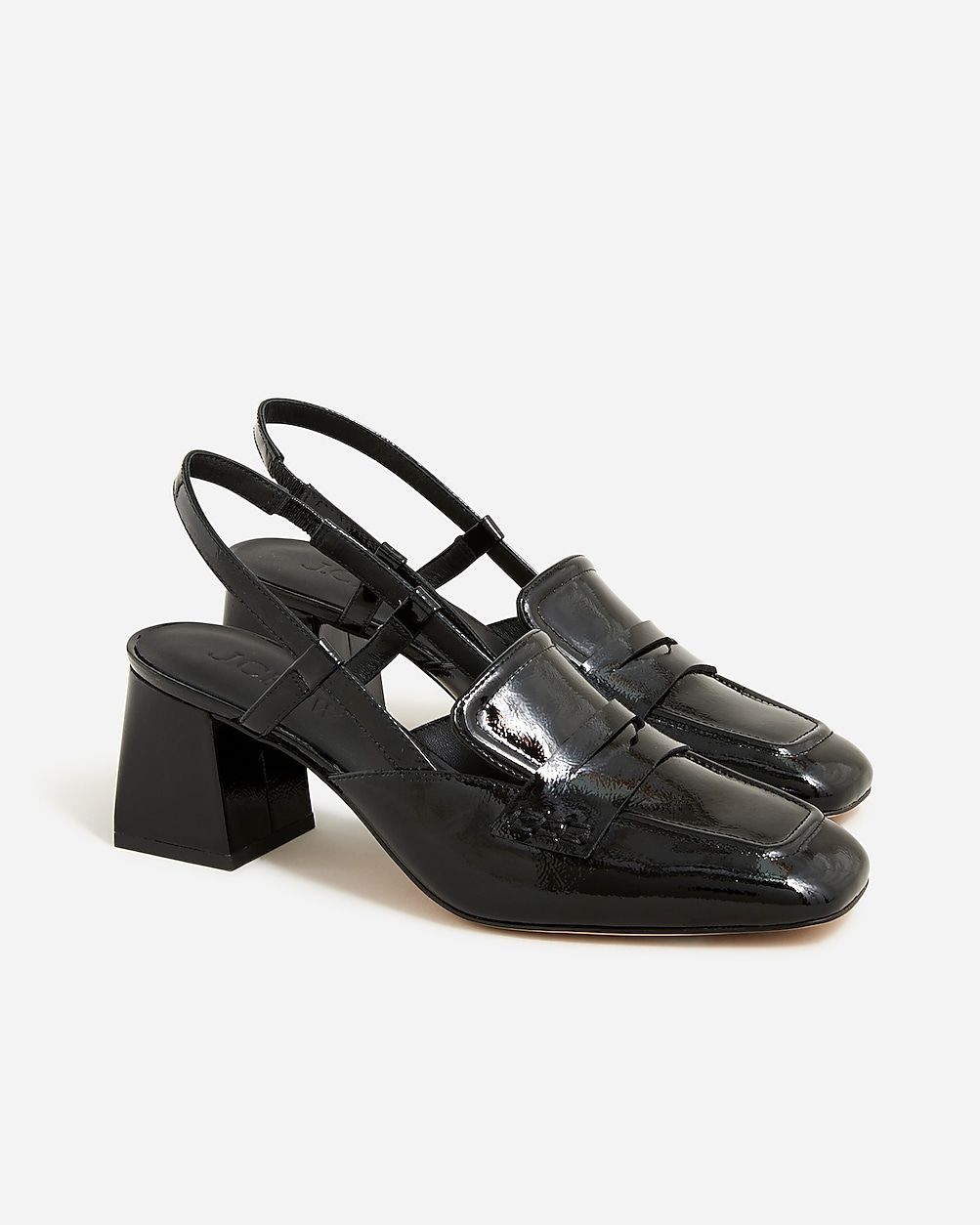 Layne slingback loafer heels in crinkle leather | J.Crew US
