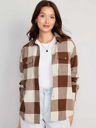 Oversized Flannel Boyfriend Shirt for Women | Old Navy (US)