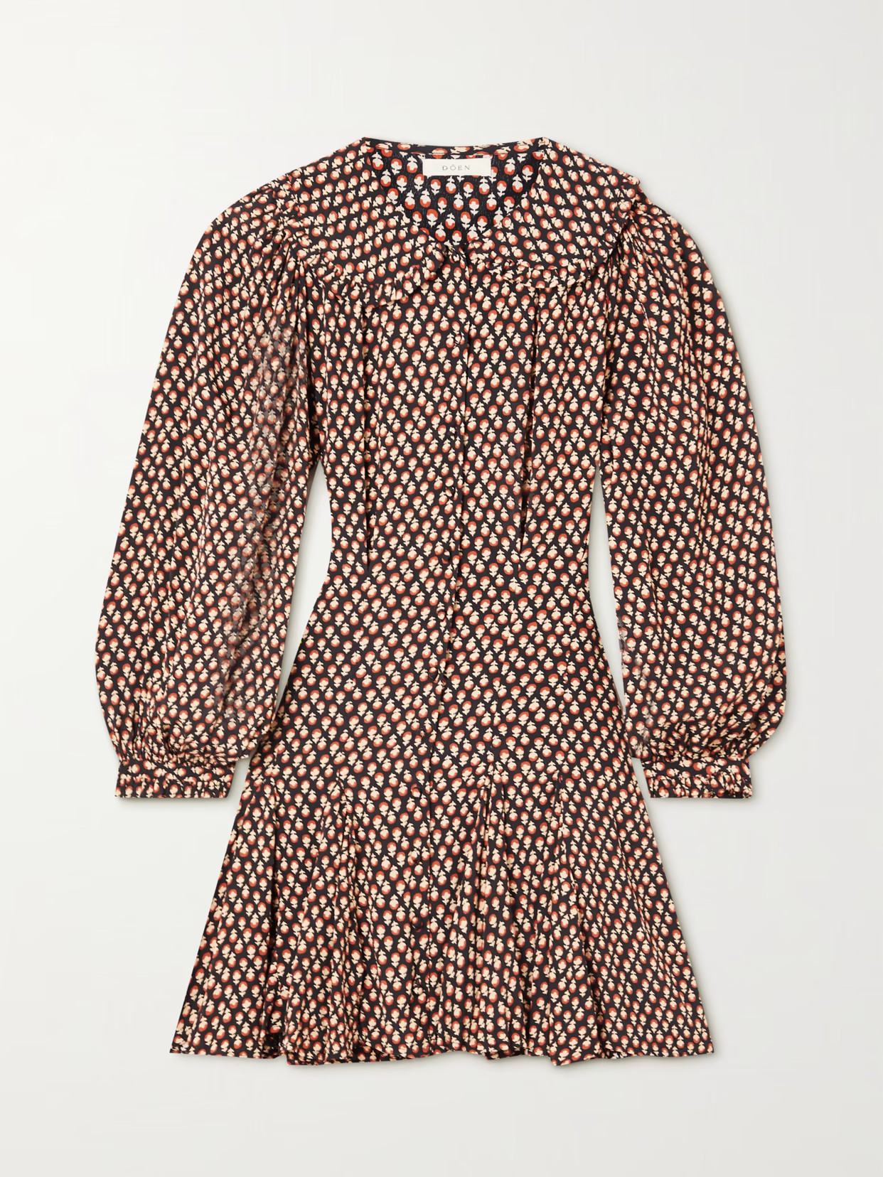 DÔEN - Camden Ruffled Floral-print Jersey Mini Dress - Brown | NET-A-PORTER (UK & EU)