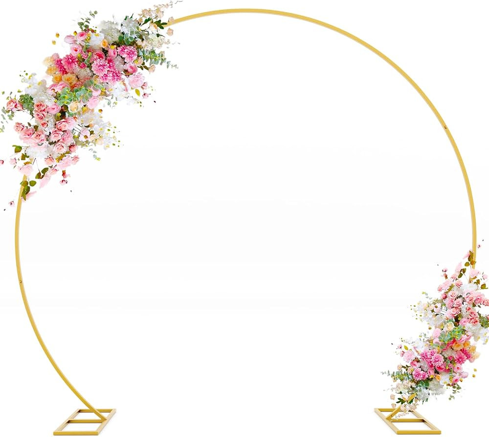 Wokceer Round Backdrop Stand 8FT Gold Wedding Arch Metal Circle Balloon Arch Stand for Birthday P... | Amazon (US)