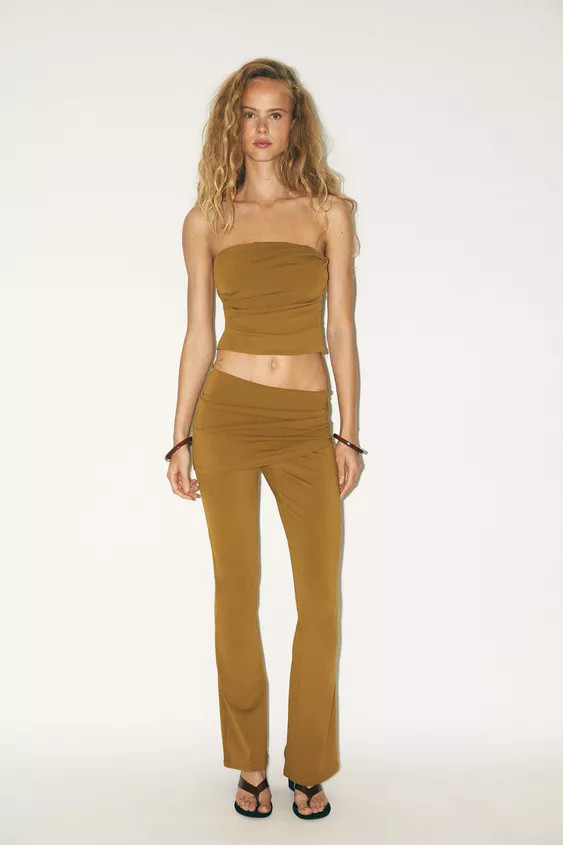 DRAPED WAIST FLARE PANTS | Zara US