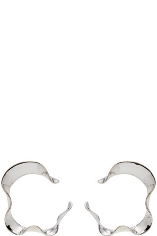 Silver Swell Hoop Earrings | SSENSE