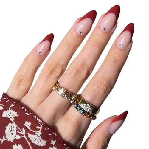 PaintLab Press-On Nails Manicure Kit, Pinot Noir, 30-Piece Set, Long-Lasting Fake Nails with Glue, File, Prep Pad & Cuticle Stick | Amazon (US)