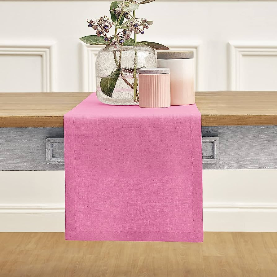 Solino Home Linen Table Runner Flamingo Pink – 14 x 36 Inches, 100% Pure Linen Fabric Coffee Ta... | Amazon (US)
